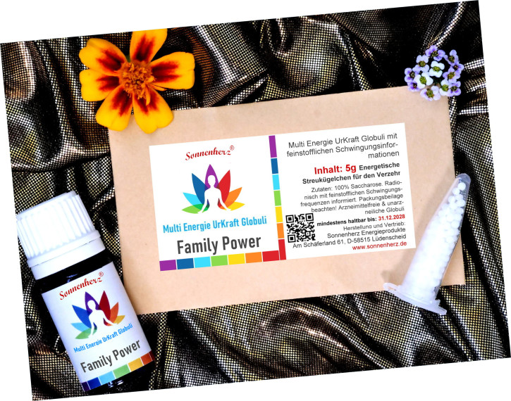 FAMILY POWER - Die neuen Premium-Globuli für die energetische Ausgeglichenheit der ganzen Familie: Eltern, Kinder & Haustiere. Im Vorteils-Set von Sonnenherz