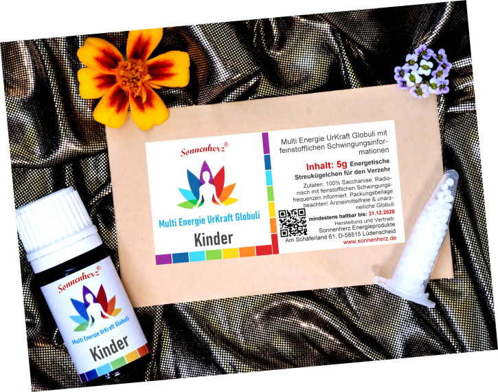 KINDER Multifunktions Spezial-Globuli 100% Natur für Schule, Entwicklung, Gute Nacht, Mut, Not uvm.- In Premium Vorteils-Set von Sonnenherz